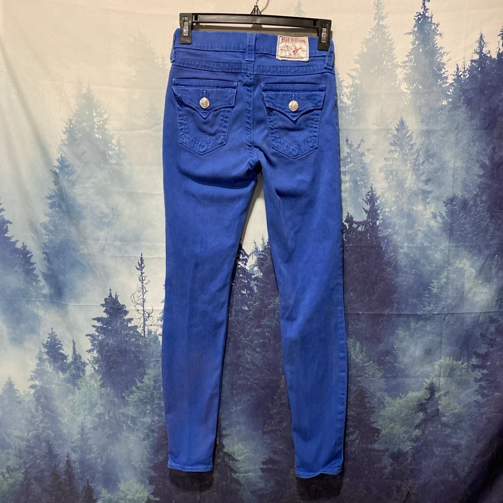 True Religion Brooklyn Women's Size 25x28.5 Blue Twill Ankle Skinny Jeans USA